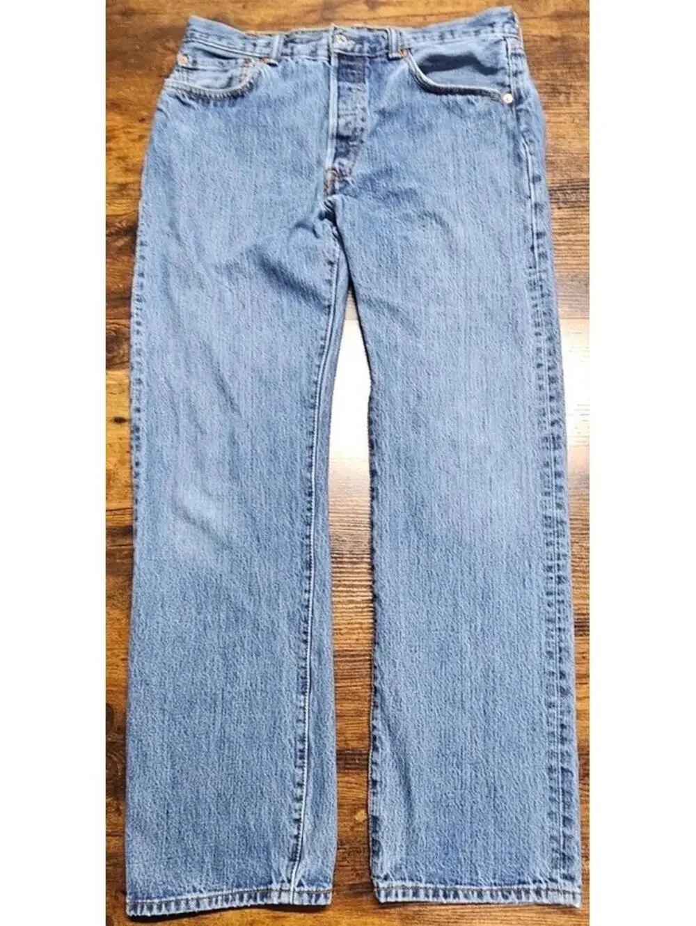 Levis 501‎ Y2K Jeans Mens 33x31 Blue Denim Pants Button Straight Classic Faded